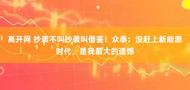 高开网 抄袭不叫抄袭叫借鉴！众泰：没赶上新能源时代，是我最大的遗憾